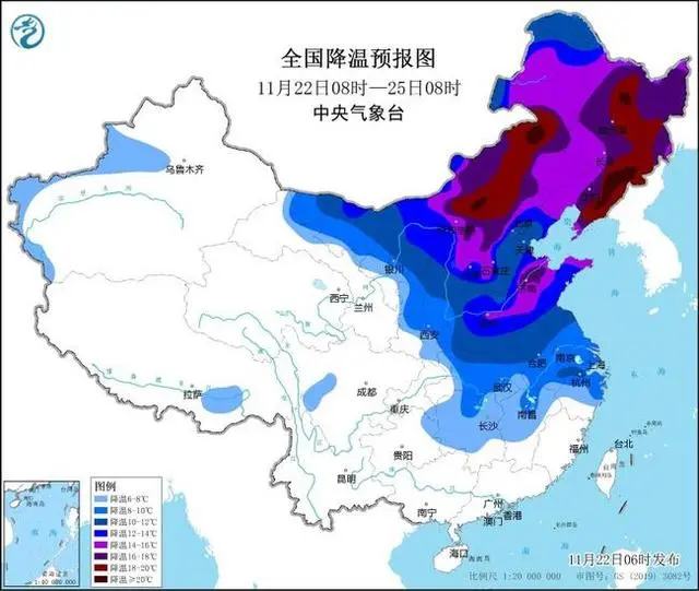 小雪节气全国初雪地图出炉_2020年小雪节气的图画_小雪节气前后气温图表