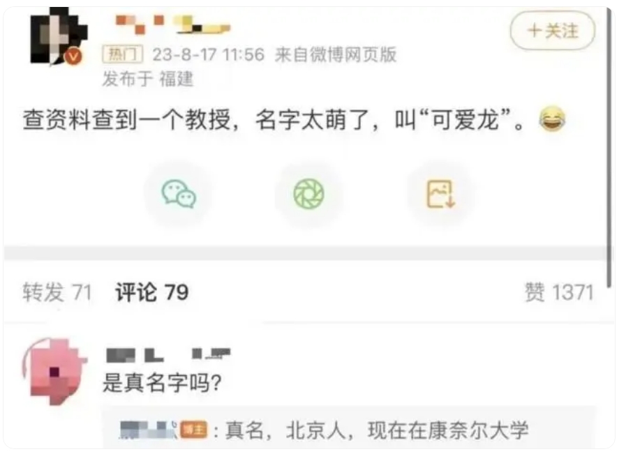 这些高校教授因名字可爱走红,评论区网友“脑洞大开”