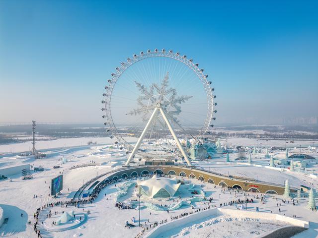 哈尔滨雪地里有骆驼了！冻梨摆盘、热气球上阵，哈尔滨“掏家底”宠游客