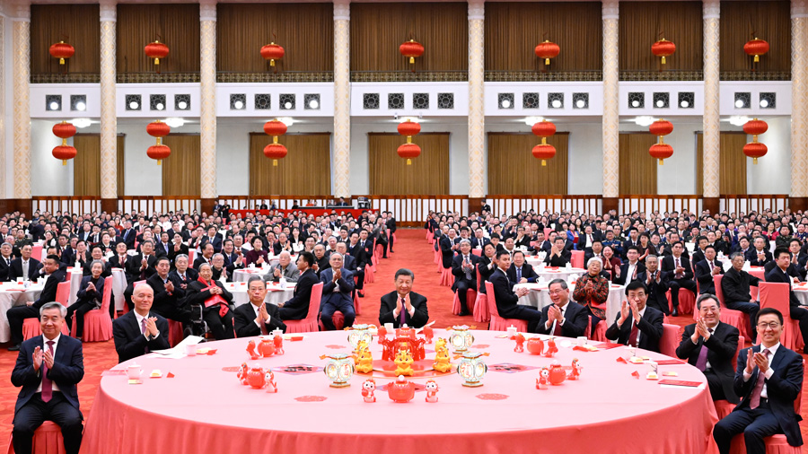 中央春节团拜会视频_2021年春节中央团拜会_中共中央国务院举行春节团拜会