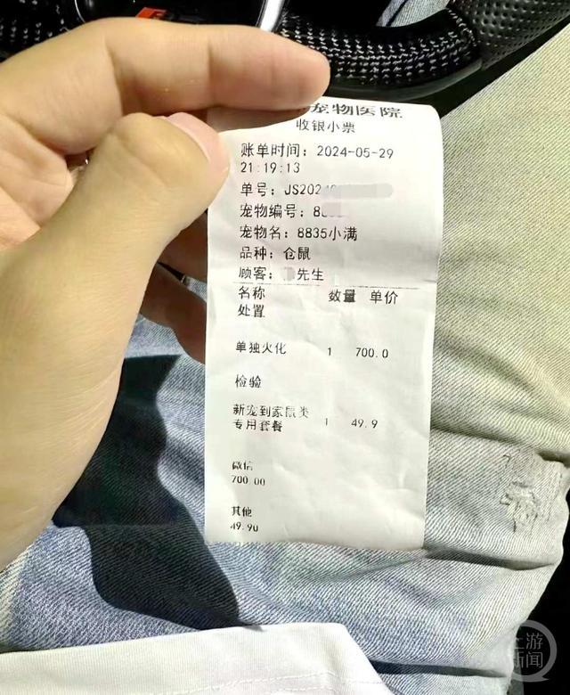 火化一只仓鼠收费700元