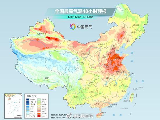 天气预报图又热红了