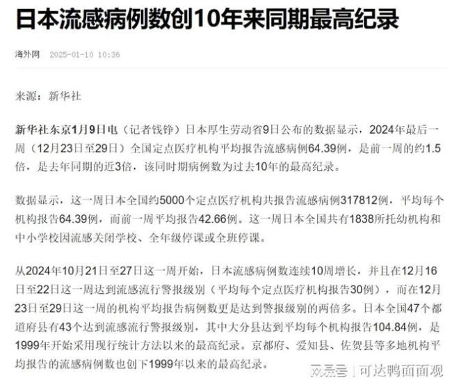 日本流感到底有多严重 病例激增引关注
