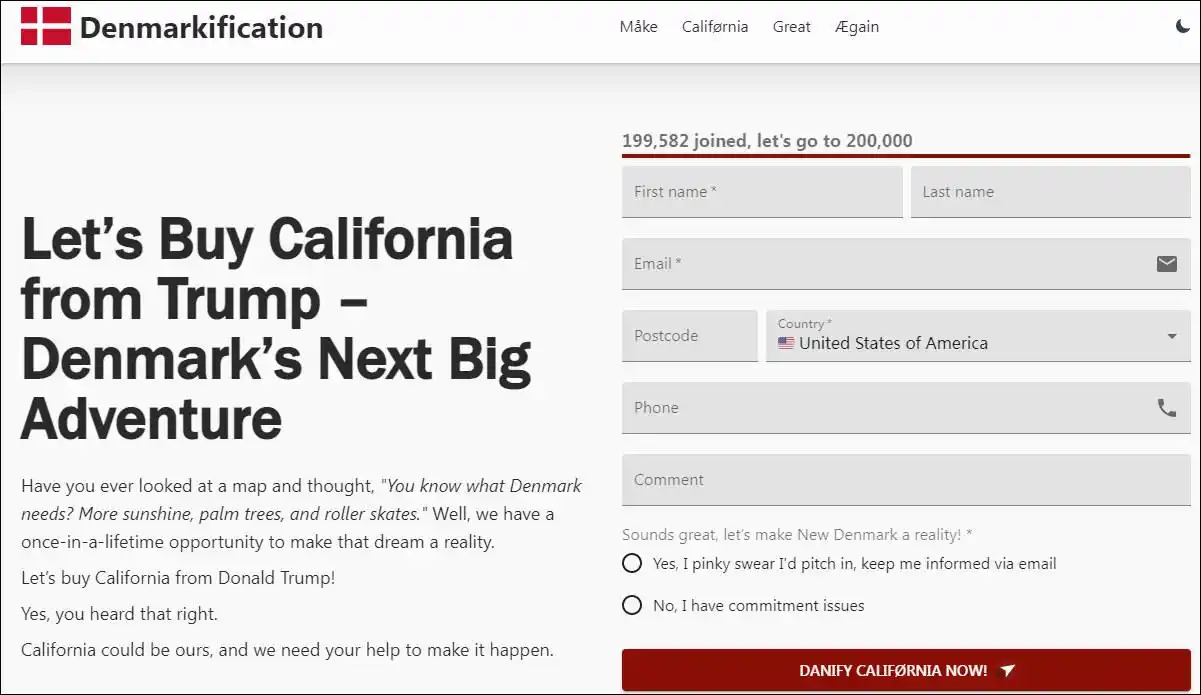 美国加州丹麦村_美国购买丹麦_丹麦组织众筹1万亿：买下美国加州