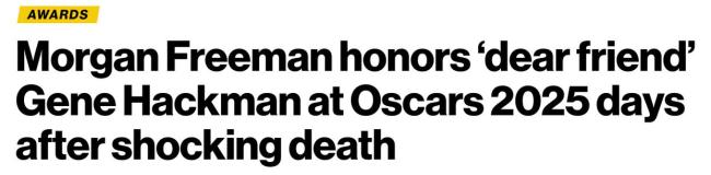 吉恩哈克曼与亡妻共处一周后离世